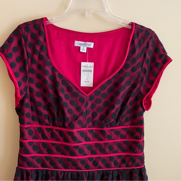 Coldwater Creek Red Mesh Polka Dot Dress New with Tags Sz 12 - Picture 4 of 10